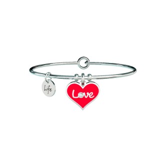 1 - Bracciale Kidult 731608 acciaio 316L cuore rosso collezione Love