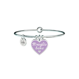 1 - Bracciale Kidult 731609 acciaio 316L cuore viola collezione Love