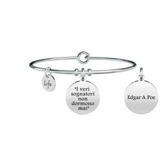 1 - Bracciale Kidult 731630 acciaio 316L con frase E.A.POE collezione Philosophy