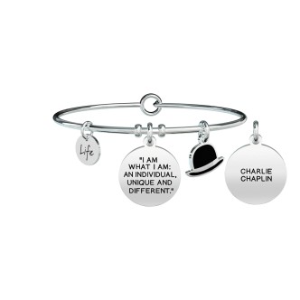 1 - Bracciale Kidult 731607 acciaio 316L con frase Chaplin collezione Philosophy