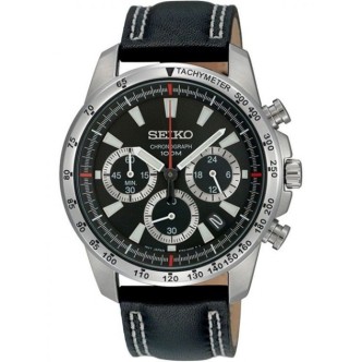 1 - Watch Seiko Chronograph man analog leather strap Sport model SSB033