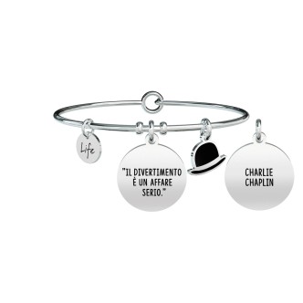 1 - Bracciale Kidult 731606 acciaio 316L con Frase Chaplin collezione Philosophy