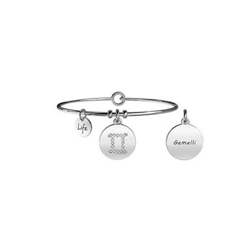 1 - Bracciale Kidult 231581 acciaio 316L ciondolo segno zodiacaleGemelli e cristalli collezione Symbols