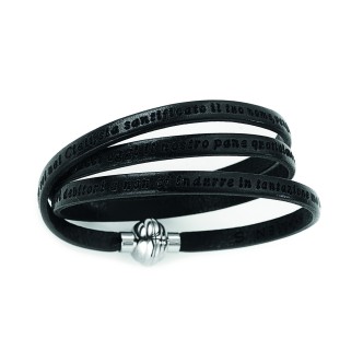 1 - Bracciale Amen PNIT02-57 pelle ed acciaio collezione Padrenostro