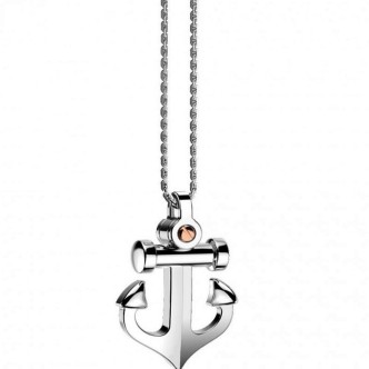 1 - Zancan man necklace EXC466-B with anchor in Sterling Silver and 18 Kt gold Regata collection