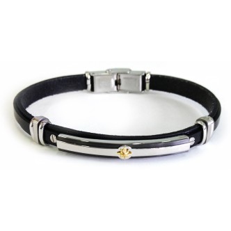 1 - Bracciale Zancan ESB032-NE pelle ed acciaio collezione BE1