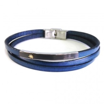 1 - Bracciale Zancan ESB031-BL pelle ed acciaio collezione BE1