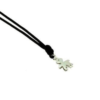 1 - Pendant Le Bebè LBB045-N black nautical lanyard with white gold child