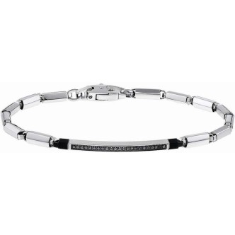 1 - Bracciale Zancan uomo EHB048 in acciaio 316L con spinelli Neri collezione Hi Teck