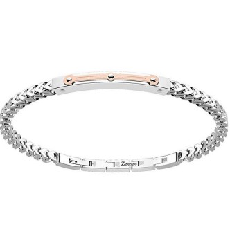 1 - Bracciale Zancan uomo EHB150 in acciaio 316L con placca in PVD Oro rosa