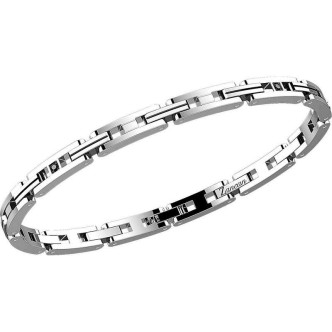 1 - Bracciale Zancan uomo EHB139 in acciaio 316L con spinelli Neri collezione Hi Teck