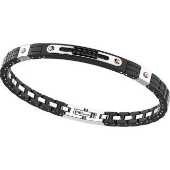 1 - Bracciale Zancan uomo EHB147 in acciaio 316L con spinelli neri