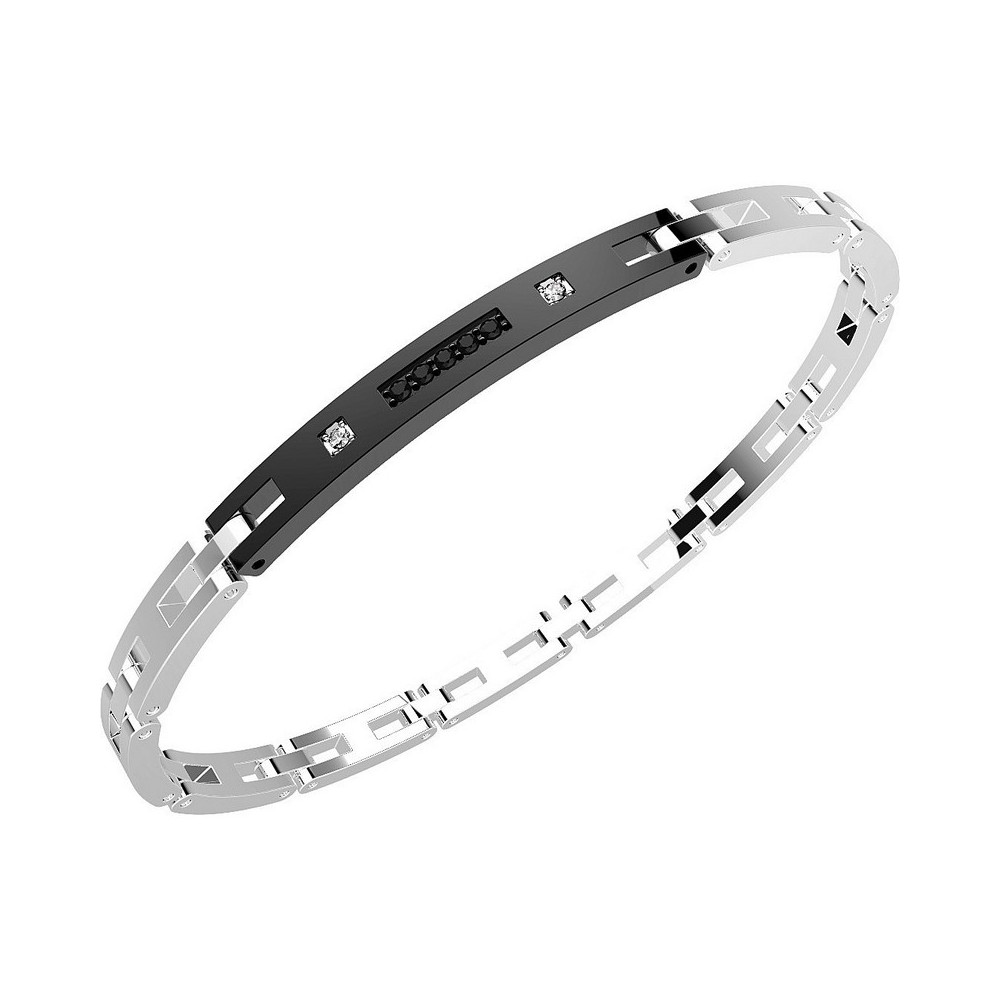 1 - Zancan man EHB104 bracelet in 316L steel with black spinels and white sapphires