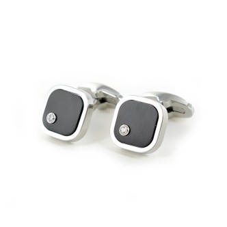 1 - Cufflinks Zancan man EHG043 in 316L steel with white sapphires Hi Teck collection