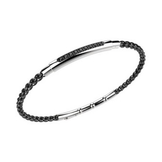 1 - Bracciale Zancan uomo EHB154 in acciaio 316L con spinello nero collezione Hi Teck.