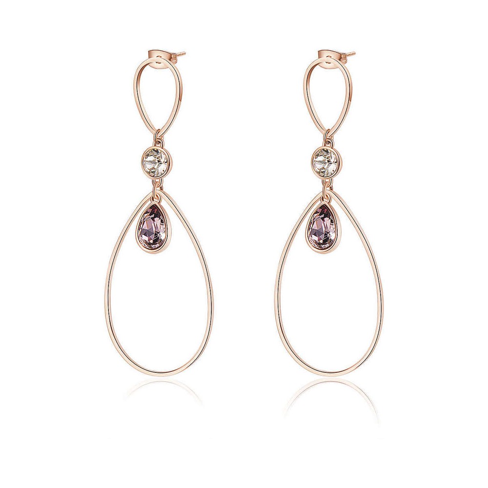 1 - Orecchini a goccia Brosway BDY23 in acciaio PVD Oro rosa con Swarovski collezione Destiny