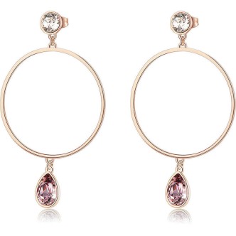 1 - Orecchini a Cerchio Brosway BDY26 in acciaio PVD Oro rosa con Swarovski collezione Destiny