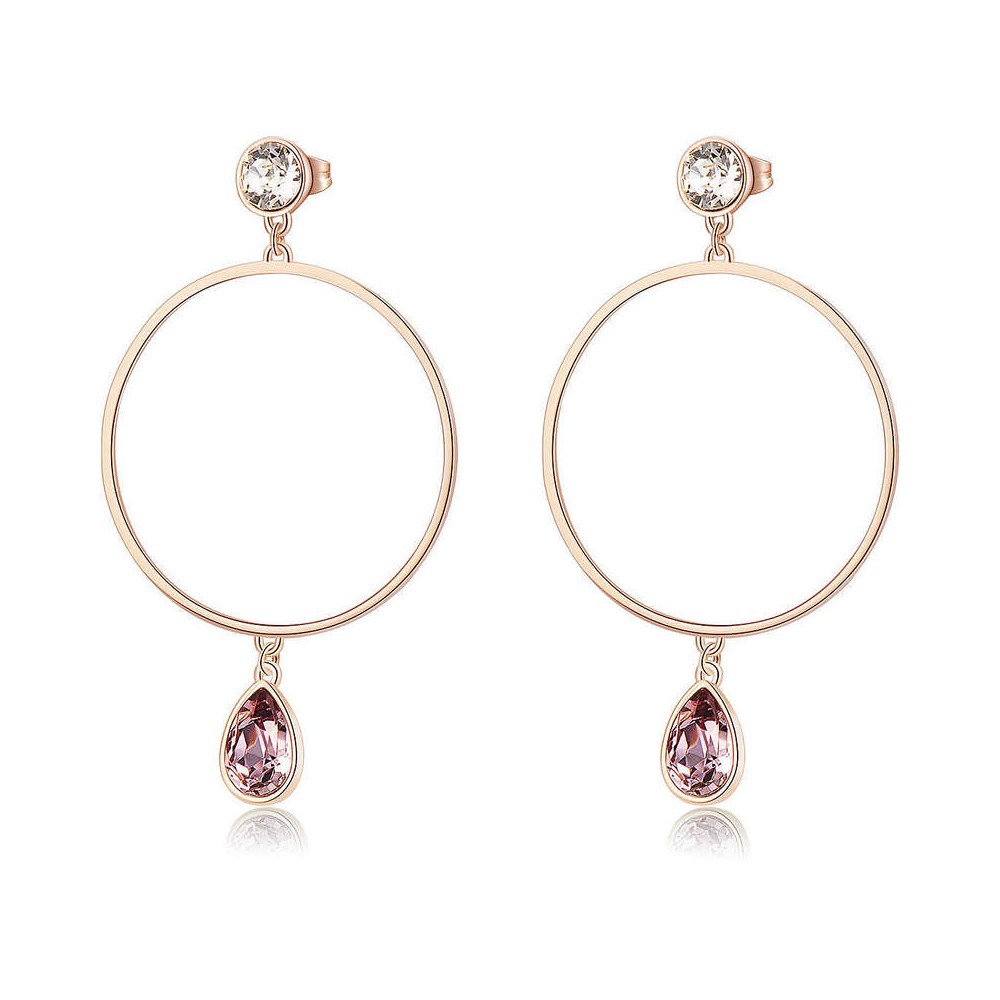 1 - Orecchini a Cerchio Brosway BDY26 in acciaio PVD Oro rosa con Swarovski collezione Destiny