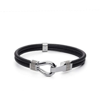 1 - Bracciale Uomo Brosway BIN12A in pelle con gioiello in acciaio collezione Clint