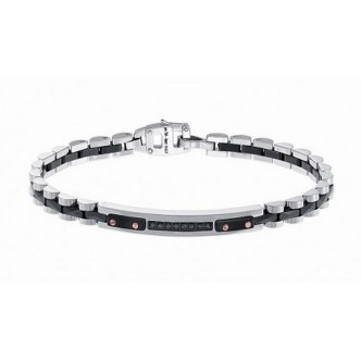 1 - Bracciale Zancan uomo EHB029-N in acciaio 316L con spinelli neri collezione Hi Teck.