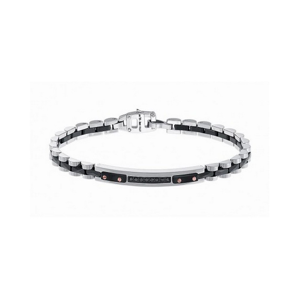 1 - Zancan man EHB029-N bracelet in stainless steel 316L with black spinels Hi Teck collection