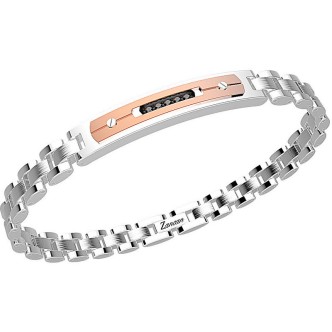 1 - Bracciale Zancan uomo EHB109 in acciaio 316L con spinelli neri collezione Hi Teck.