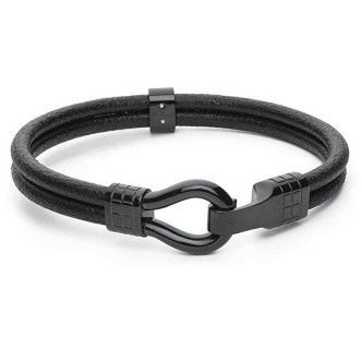 1 - Men's Brosway BIN16A bracelet in leather with jewel in PVD steel Black Clint collection