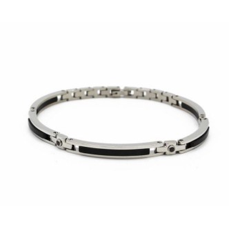 1 - Bracciale Zancan uomo EHB086 in acciaio 316L con spinelli neri collezione Hi Teck.