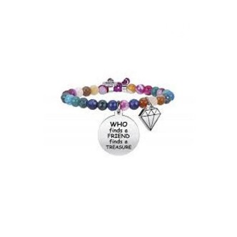 1 - Kidult Agate 731330 bracelet with 316L steel pendant and crystals from the Love collection