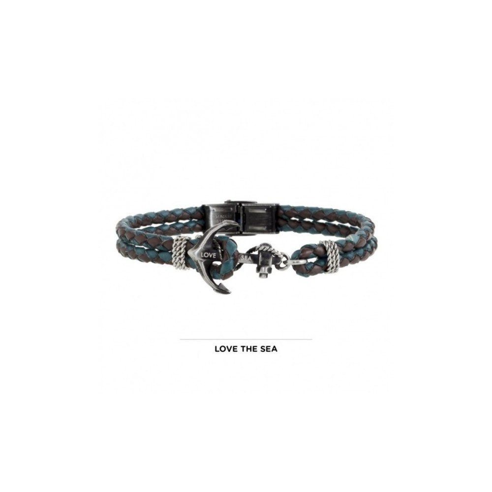 1 - Bracciale Marlù uomo 13BR055V acciaio e pelle collezione Love The Sea