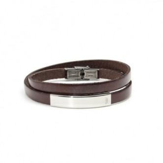 1 - Bracciale Marlù uomo 4BR1808M cuoio ed acciaio collezione Man Trendy