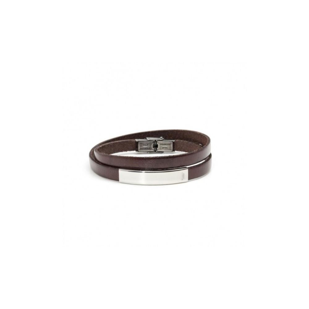 1 - Bracciale Marlù uomo 4BR1808M cuoio ed acciaio collezione Man Trendy