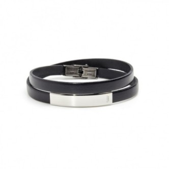 1 - Marlù man bracelet 4BR1808N leather and steel Man Trendy collection