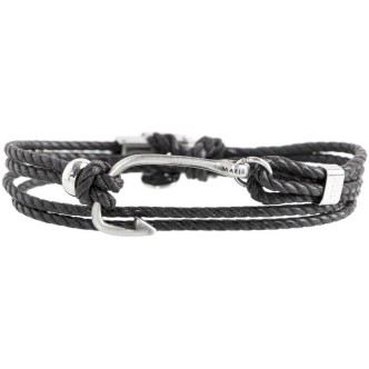 1 - Bracciale Marlù uomo 13BR046N acciaio e pelle collezione Love The Sea