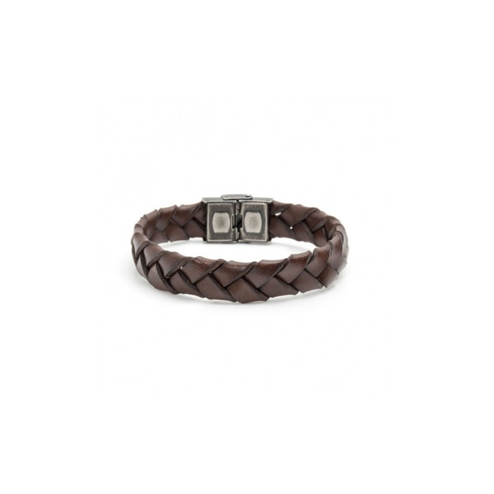 1 - Marlù man bracelet 4BR1805M leather and steel Man Trendy collection