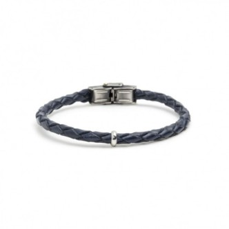 1 - Bracciale Marlù uomo 4BR1802B pelle ed acciaio collezione Man Trendy