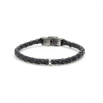 1 - Bracciale Marlù uomo 4BR1802N pelle ed acciaio collezione Man Trendy