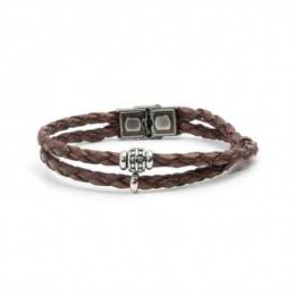 1 - Bracciale Marlù uomo 4BR1801M pelle ed acciaio collezione Man Trendy