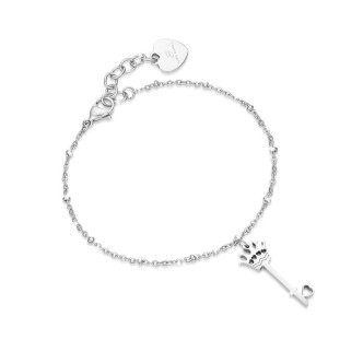 1 - Bracciale Luca Barra BK1596 acciaio 316L ciondolo chiave con corona