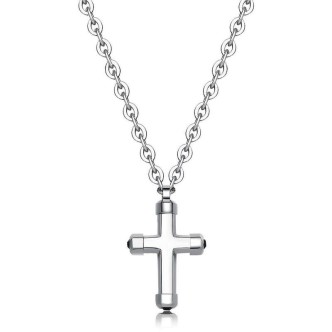 1 - Brosway BRX02 Men's cross necklace in polished steel and Swarovski Crux collection