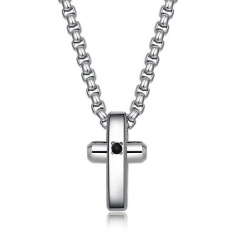 1 - Brosway BRX09 Mens Necklace  cross in polished steel and Swarovski Crux collection