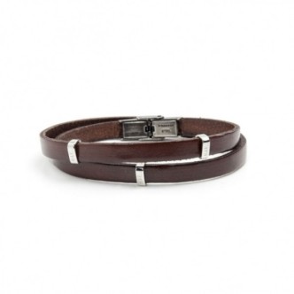 1 - Marlù 4BR1807M leather and steel bracelet Man Trandy collection