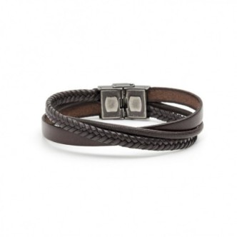 1 - Marlù 4BR1799M leather and steel bracelet Man Trandy collection