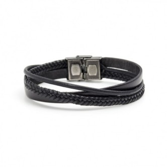 1 - Bracciale Marlù 4BR1799N cuoio ed acciaio collezione Man Trandy