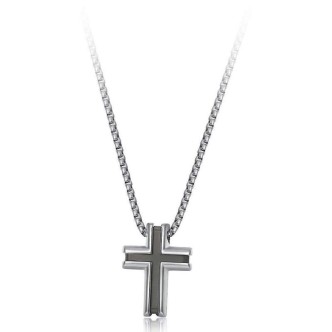 1 - Mens BIT02 Brosway cross necklace in steel and PVD Gun District collection