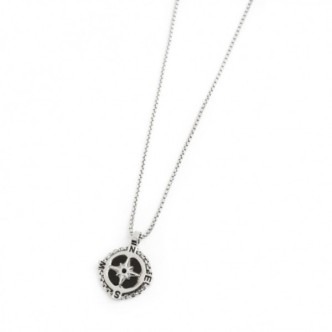 1 - Marlù 4CN1625N wind rose necklace in steel Man Class collection