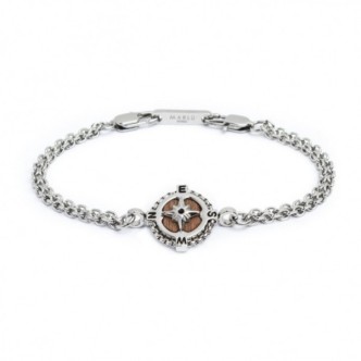 1 - Marlù 4BR1819M wind rose bracelet in steel Man Class collection