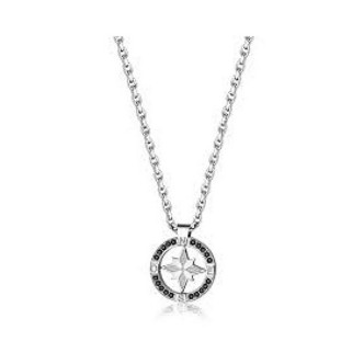 1 - Man Brosway BVY02 necklace with wind rose in steel and Swarovski Voyage collection