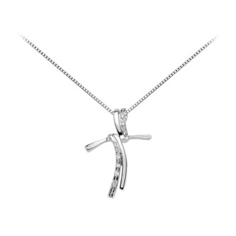 1 - DonnaOro cross necklace DHPF7372.002 White Gold with diamonds Luce collection