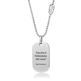 1 - Necklace Luca Barra CA419 pendant with sentence of Pope Francis in 316L steel and black enamel.